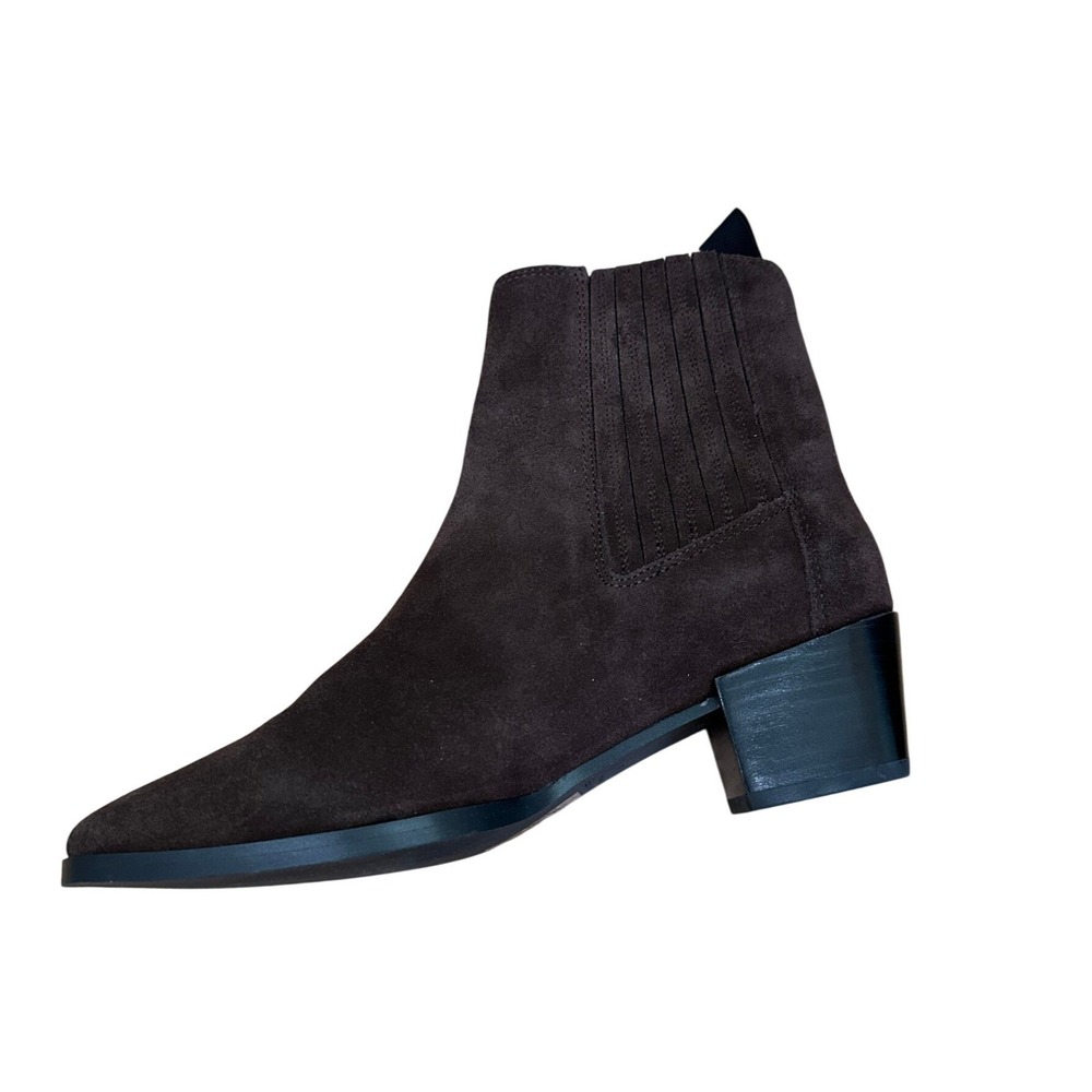 Rag & Bone Dark Brown Suede Chelsea Boots Pointed Toe Block Heel Size 38